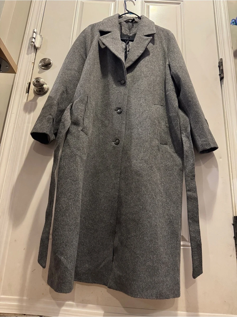 & OTHER STORIES Relaxed Alpaca Blend Coat Wool Belted Trench Long Gray $249.00 - Picture 12 of 16